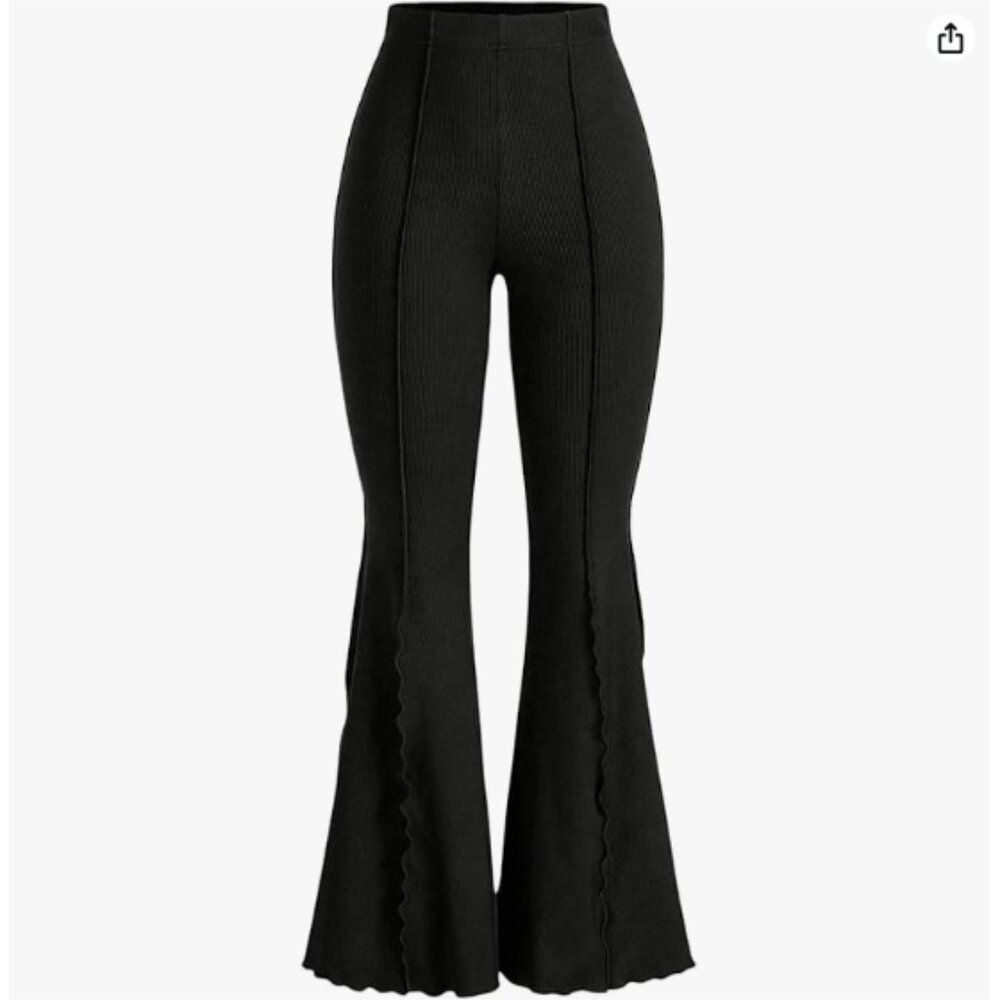Yoga Bell Bottom Leggings for Women Flare Y2K Pants High Rise Long Trousers - S